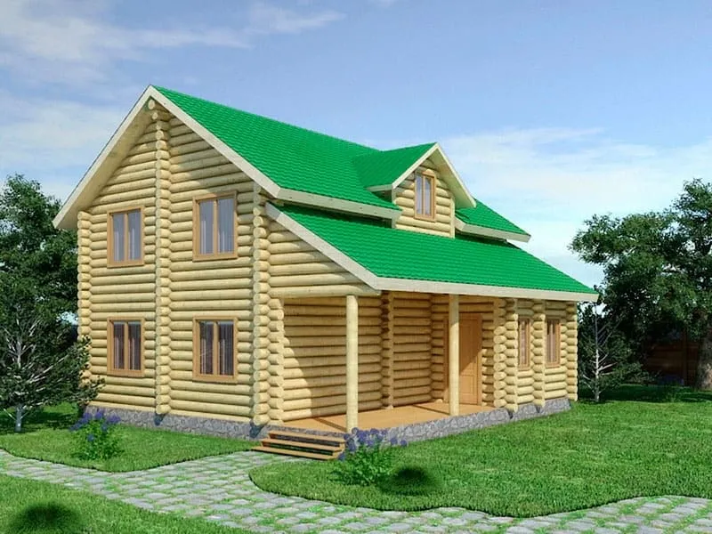 Двухэтажный дом из бревна