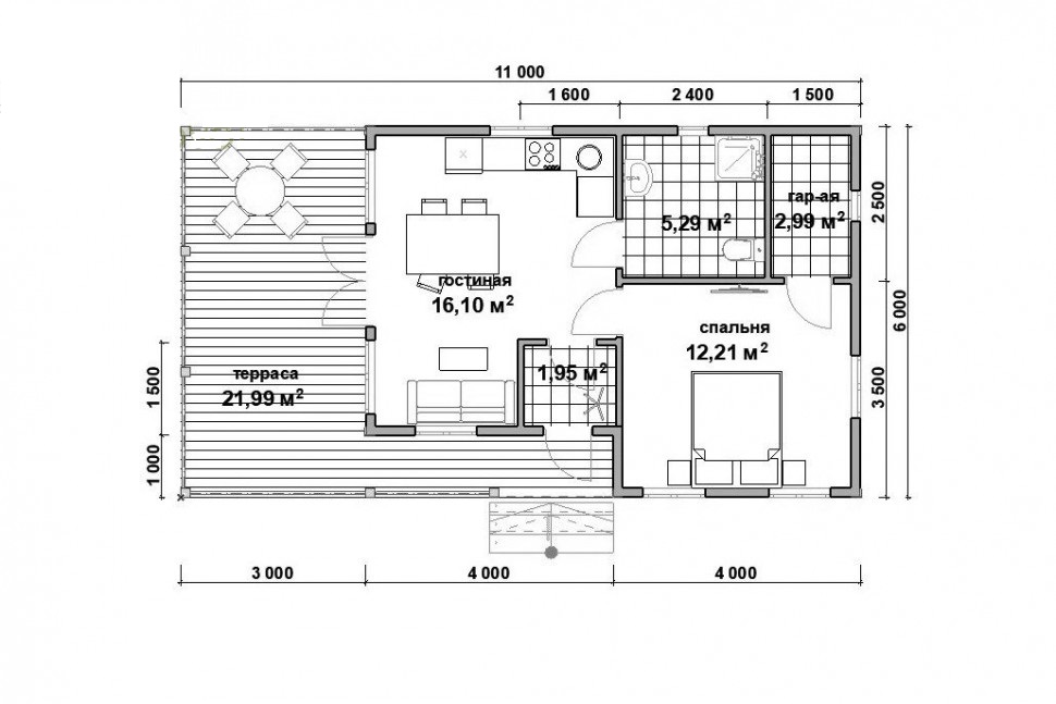 план первого этажа дома из бруса