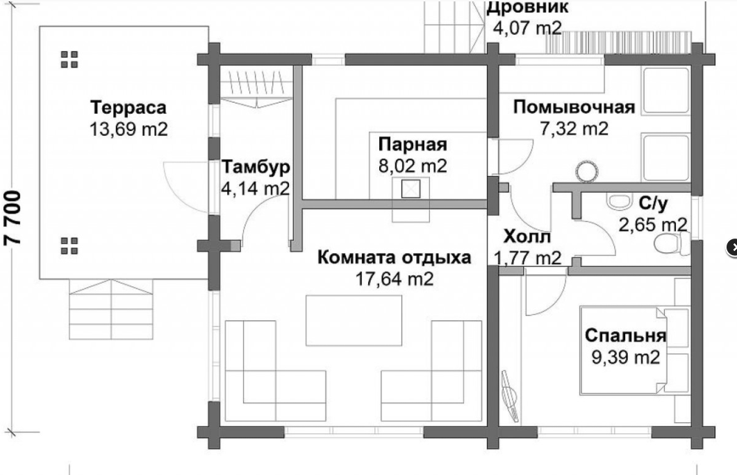 план этажа дома из бруса в Уфе