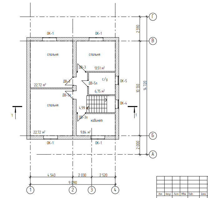 план второго этажа дома из кирпича