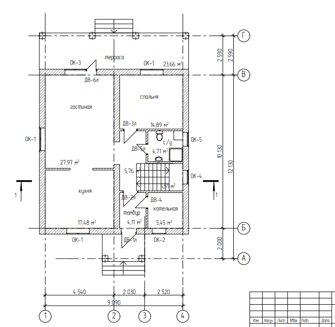 план первого этажа дома из кирпича
