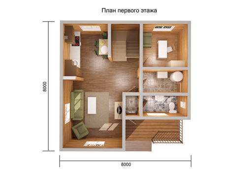 план первого этажа каркасного дома